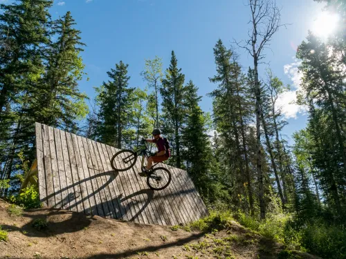 Biking in a skills park in Hinton Alberta