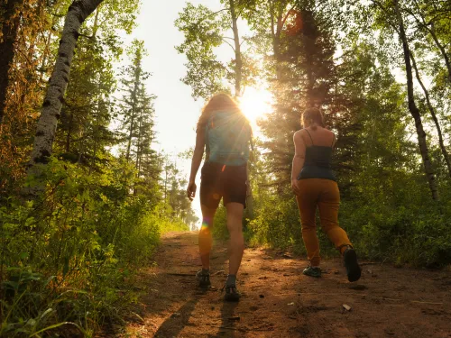 Grande Prairie County Alberta Evergreen hiking 2 women Jeremy Derksen ZenSeekers