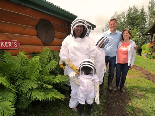 A family prepared for beekeeping in Lac La Biche