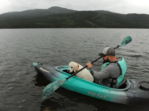 Kayaking at Grande Cache Lake.