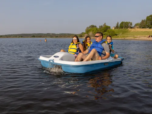 Family pedalboat fun on Lac La Biche, AB.