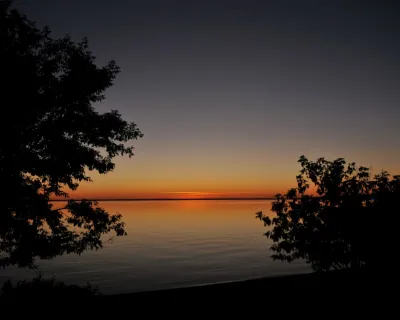 A photo of a sunset on Cold Lake