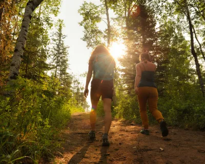 Grande Prairie County Alberta Evergreen hiking 2 women Jeremy Derksen ZenSeekers