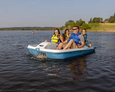 Family pedalboat fun on Lac La Biche, AB.