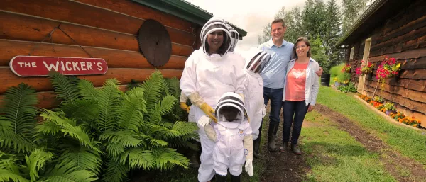A family prepared for beekeeping in Lac La Biche