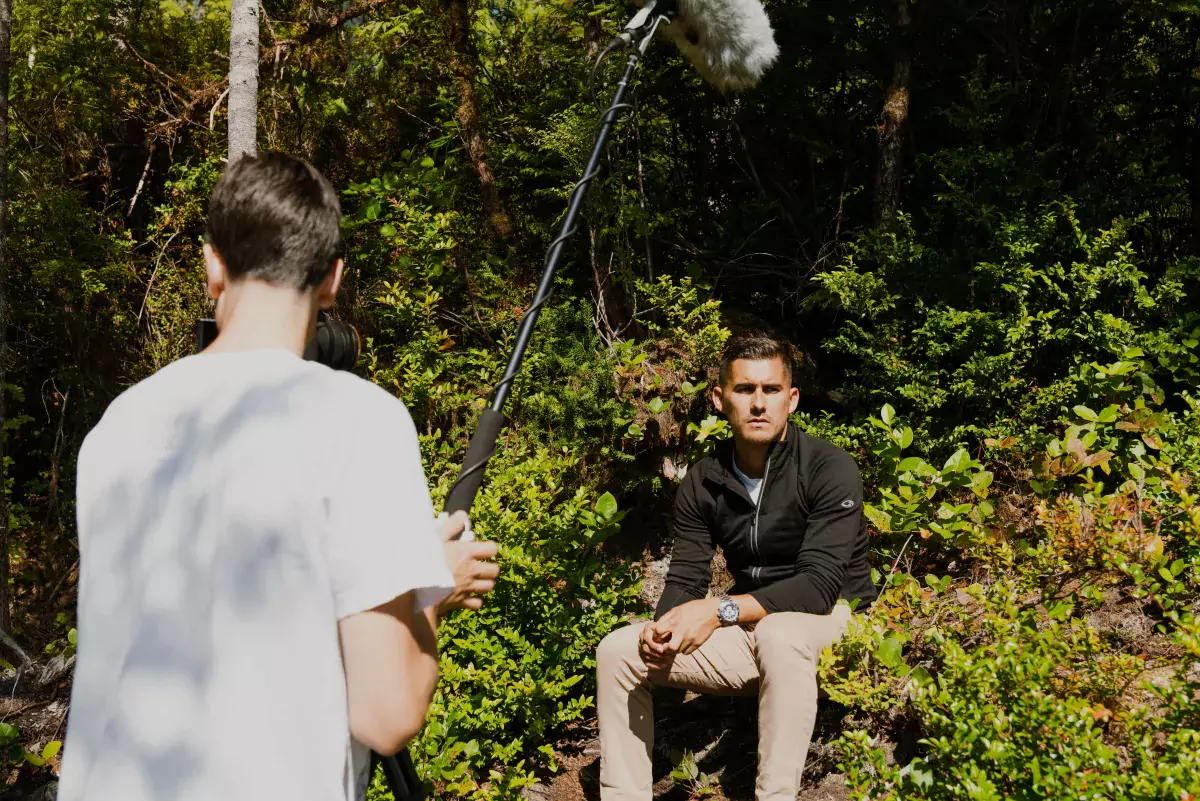Behind the scenes of an interview with Ahousaht member Tyson Atleo during filming of Finding Solitude.